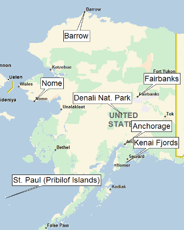 Alaska sites visited